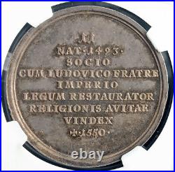 1550, Bavaria, William IV. Silver Suite Medal. (Struck 1760-1770!) NGC MS-62