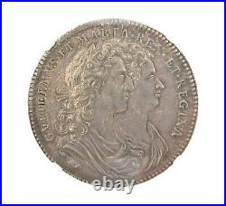 1689 CORONATION OF WILLIAM & MARY 35mm SILVER MEDAL NGC AU58