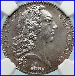 1723 FRANCE King LOUIS XV Brittany Rennes Antique FRENCH Silver Medal NGC i83703