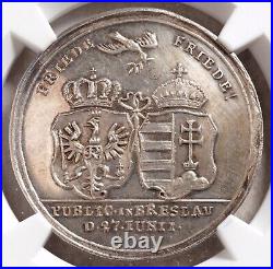 1742, Poland/Silesia. Scarce Silver Peace Treaty of Breslau Medal. NGC UNC+
