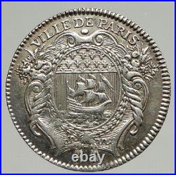 1767 FRANCE King LOUIS XV PARIS City OLD Antique FRENCH Silver Medal NGC i94285