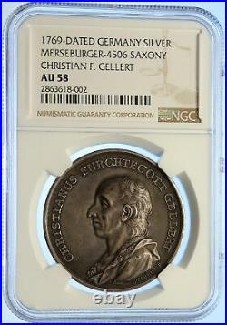 1769 GERMANY Christain F Gellert POET Vintage ANTIQUE Silver Medal NGC i106581