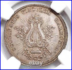 1787, France. Beautiful Silver Melophile Society of Avallon Medal. NGC MS-62