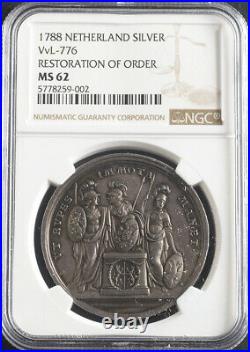 1788, Netherlands, Gelderland. Silver Restoration of Order Medal. NGC MS-62