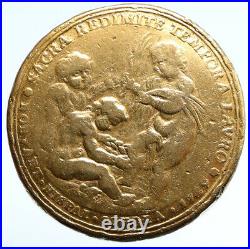1789 SPAIN King CHARLES IV NOBLE SCHOOL Old Gilt Silver Spanish Medal NGC i95603