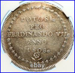 1808 BOLIVIA Spain KING FERDINAND VII Proclamation OLD Silver Medal NGC i98412