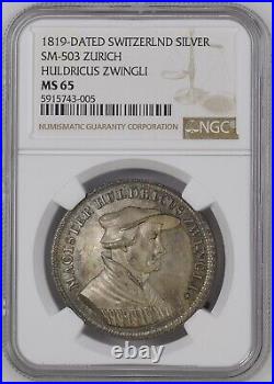 1819 Zurich 300th Anniversary Zwingli's Large Silver Medal Ngc Ms65