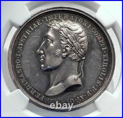 1838 AUSTRIA Innsbruck Tribute of Tyrol FERDINAND I Silver Medal NGC i81604