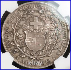 1849, Switzerland, Argau. Silver Aarau Shooting Festival Medal. NGC MS-62