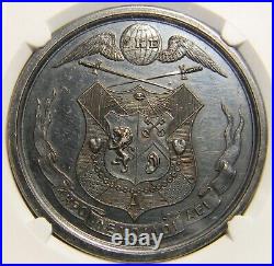 1852 1881 Harvard AKE Fraternity Silver Medal NGC MS 62