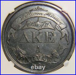 1852 1881 Harvard AKE Fraternity Silver Medal NGC MS 62
