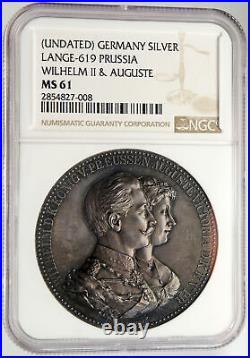 1859-1941 WILHELM II & AUGUSTA VICTORIA PRUSSIA GERMANY Silver Medal NGC i94010