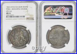 1860, Belgium, Ypres (CIty). Scarce Silver Municipal Council Medal. NGC MS-61