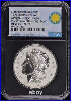 1878-2020 NGC Reverse PF 70 Silver 2 oz Morgan's Eagle Smithsonian COA