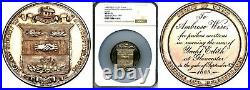 1880-99 Silver Medal to Ambrose Wise MS61PL NGC-RARE MUSEUM PIECE+