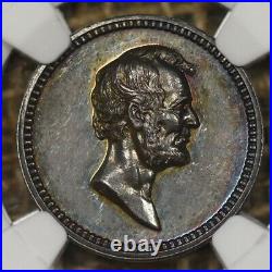 (1882) J-PR-41 NGC MS62 Lincoln Garfield Presidential Silver Medal Julian 18.5mm