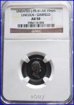 (1882) Silver Lincoln & Garfield Martyred 19 MM Medal J-pr-41 Ngc About Unc 50