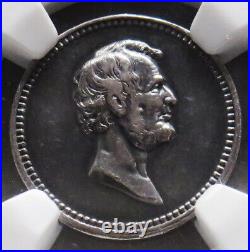 (1882) Silver Lincoln & Garfield Martyred 19 MM Medal J-pr-41 Ngc About Unc 50