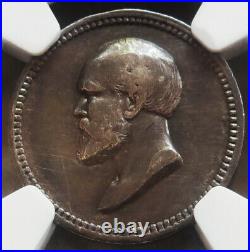 (1882) Silver Lincoln & Garfield Martyred 19 MM Medalette J-pr-41 Ngc Xf 45