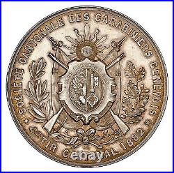 1882, Switzerland. Silver Geneva Riflemen Shooting Festival Medal. NGC MS-61
