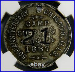 1887 First International Military Encampment Medal NGC EF 45