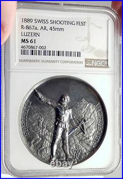 1889 SWITZERLAND Lucerne Shooting Festival Silver Medal WILLIAM TELL NGC i70025