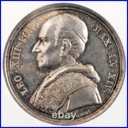 1891, Vatican, Pope Leo XIII. Silver Observatory Inauguration Medal. NGC MS62