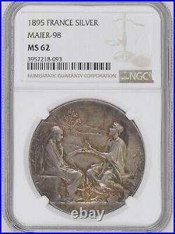 1895 France Maier Marriage Silver Coin NGC MS62