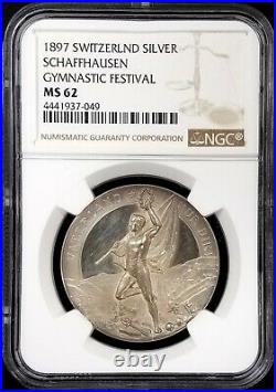 1897 Switzerland Schaffhausen Gymnastic Festival silver medal, MS 62 by NGC