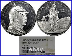 1898 Poland/germ Ngc Pf61ultra Cam Proof Ar Medal Rare Death Of Bismark Proof