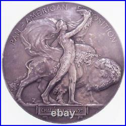 1901 NY Pan-Am Expo-Buffalo Silver Medal L-TM103 64 mm Graded by NGC as MS-61