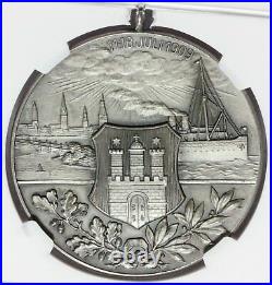 1909 Germany Hamburg XVI Federal Shooting Contest Silver Medal NGC MS 63