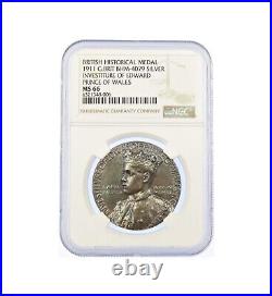 1911 Investiture Of Edward Prince Of Wales Silver Medal Ngc Ms66