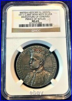 1911 Silver Great Britain Edward Prince Of Wales Investiture Medal, Ngcms65