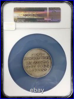 1924 Swiss Shooting Fest Medal, R-45a, AR, 50mm, Aargau-Aarau, NGC graded MS 65