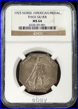 1925 Norse American Medal, Thick Silver variety, certified MS 64 by NGC