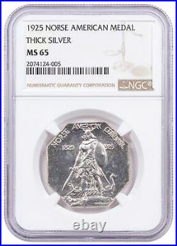 1925 United States Norse American Medal Thick Silver NGC MS65