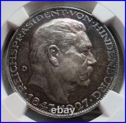 1927 D Weimar Republic 5 Mark Hindenburg Karl Goetz Medal Ngc Mint State 63