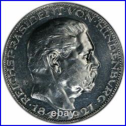 1927 D Weimar Republic 5 Mark Hindenburg Karl Goetz Medal Pcgs Sp 62