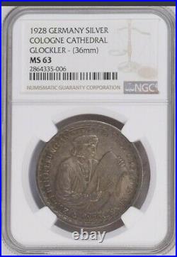 1928 Germany WEIMAR Republic Cologne Cathedral Silver Medal NGC MS-63