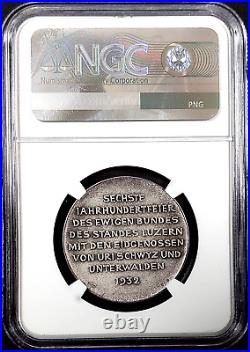 1932 Switzerland Confederation 600th Anniversary silver medal, SM-106 NGC MS 65