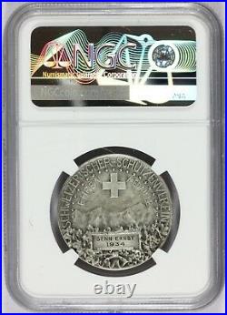 1934 Switzerland Fribourg Swiss Shooting Fest Silver Medal R-1958a NGC MS 65