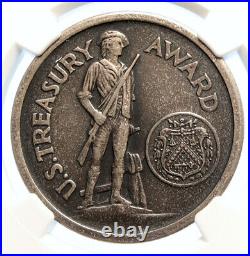 1945 UNITED STATES TREASURY AWARD War Finance Minuteman Silver Medal NGC i95554