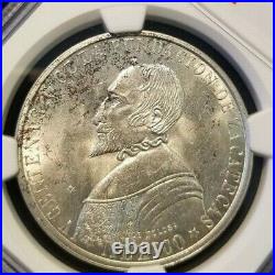 1946 MEXICO SILVER GROVE 549a MEDAL ZACATECAS ANNIVERSARY NGC MS 62 BEAUTIFUL