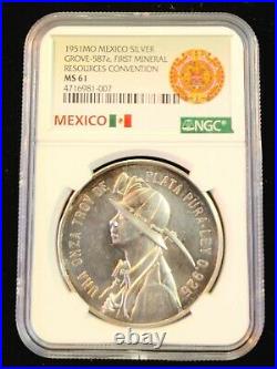 1951 MEXICO SILVER MEDAL GROVE 587a 1ST MINERAL RESOURCE CONVENTION NGC MS 61