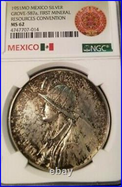 1951 MEXICO SILVER MEDAL GROVE 587a 1ST MINERAL RESOURCE CONVENTION NGC MS 62