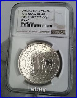 1958 Israel Silver Medal 10th Anniv. Of Liberation NGC MS 67 Superb