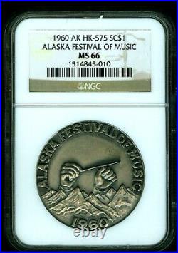 1960 Alaska Festival Of Music Silver Medal Ngc Ms66 435
