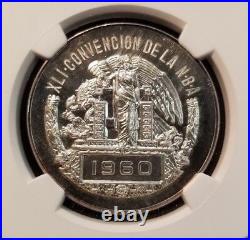 1960 MEXICO SILVER MEDAL GROVE 759a N. B. A. 41ST CONVENTION NGC MS 64 BEAUTIFUL