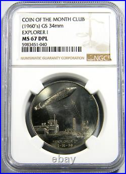 1960's Coin of the Month Club Explorer 1 Medal NGC MS 67 DPL (17-6)